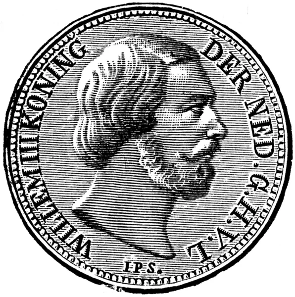 Vilém i. na minci guldenu, Nizozemsko, dvacátých — Stock fotografie