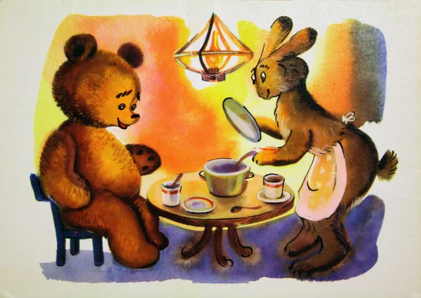 Winnie the Pooh, Antique postcard — Stock Photo, Image