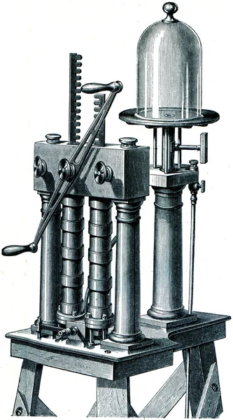Bomba de ar com dois cilindros e válvulas — Fotografia de Stock