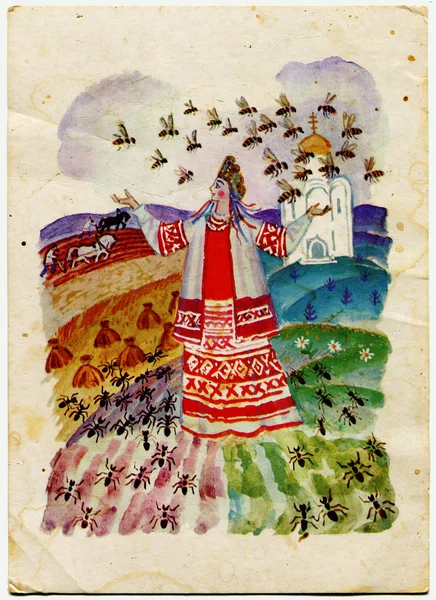 Artist Korchemkin - illustration to a fairy tale Sea King and Va — Stock Photo, Image