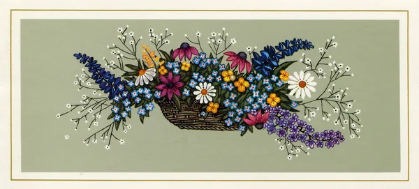 Korb mit Blumen, 1988 — Stockfoto
