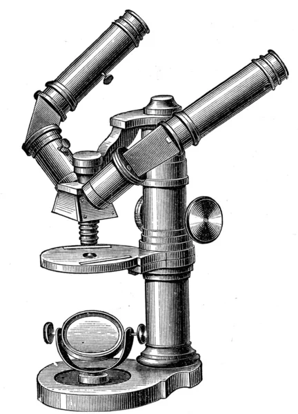 Lornetki mikroskopem przez nashet dla dwóch obserwatorów — Zdjęcie stockowe