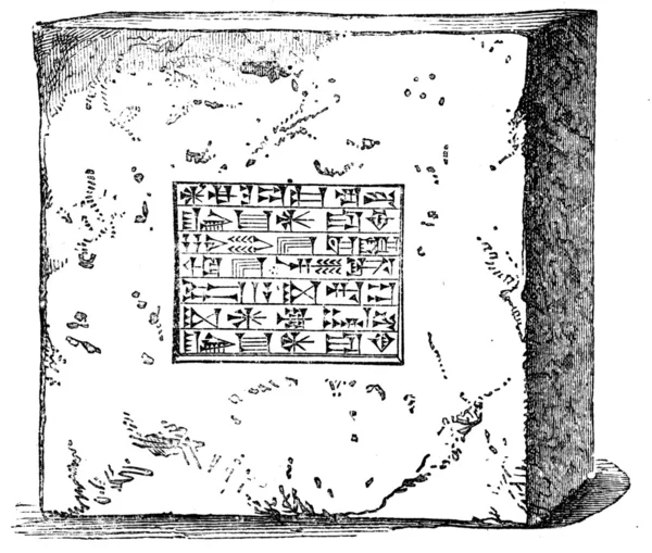 Bricks stamped with the king Navuhodonasor Chaldean cuneiform in — Stock Photo, Image