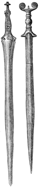 Espadas de bronze, tumba Halstatt, Áustria — Fotografia de Stock