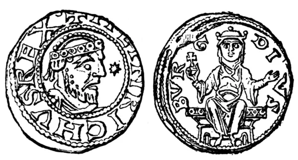 皇帝ヘンリー 4、デュースブルク、1056年-1106年デナリウス — ストック写真
