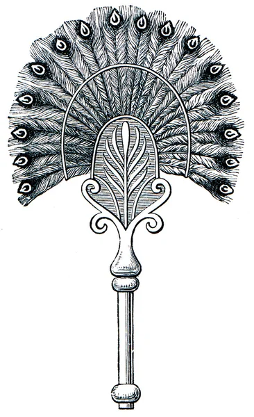 Abanico hecho de plumas, copia de un dibujo de un jarrón etrusco — Foto de Stock