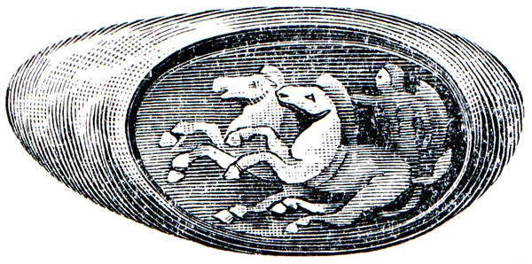 金の指輪、積層アゲート、ローマ帝国の初め — ストック写真