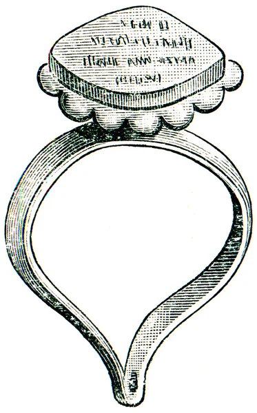 Gouden ring met een zegel van een brahmin, india — Stockfoto