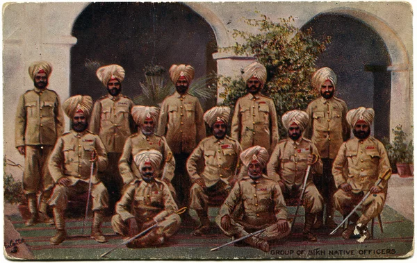 Grupa oficerów Sikhów macierzystego, — Zdjęcie stockowe