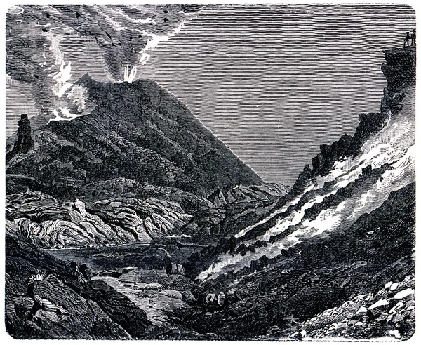 维苏威火山的火山口的内部视图 — 图库照片
