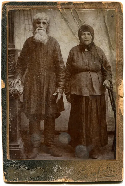 Russia Circa End Xix Beginning Century Antique Photo Shows Peasant — Stock Photo, Image