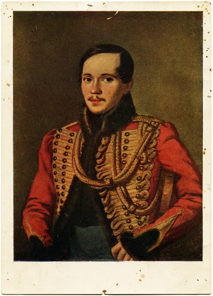 Mikhail Lermontov, antigo postal — Fotografia de Stock