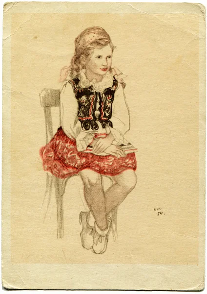 Obrázek umělec Nikolaj Žukov - polské dívky, 1957 — Stock fotografie