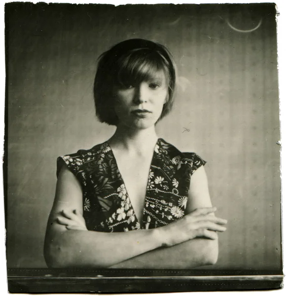 Woman portrait, black-and-white — Stock Photo, Image