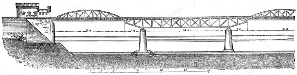 Free-lying bridge girders through the Warta Poznan
