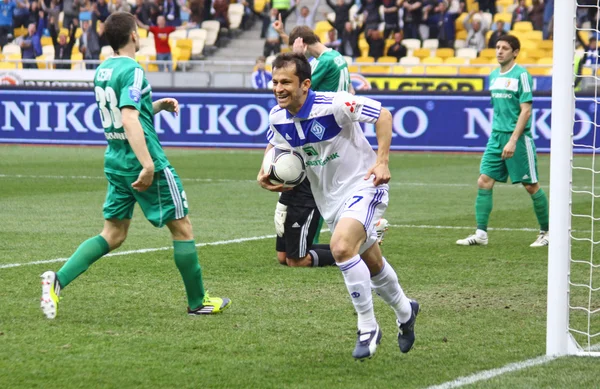 Carlos correa dynamo Kijów reaguje po strzelił gola — Zdjęcie stockowe