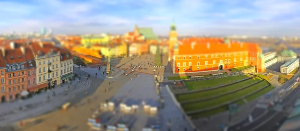 Panoramic Visa av gamla stans torg (Plac Zamkowy) i Warszawa — Stockfoto