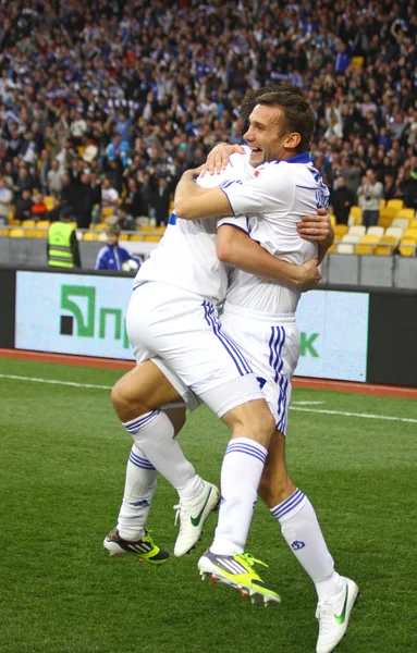 Andriy Shevchenko of Dynamo Kyiv reacts after he scored a goal — Stock Photo, Image