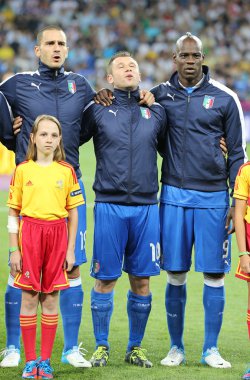 Leonardo Bonucci, Antonio Cassano and Mario Balotelli from Italy clipart