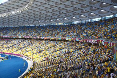 Tribunes of Olympic stadium (NSC Olimpiysky) during UEFA EURO 20 clipart