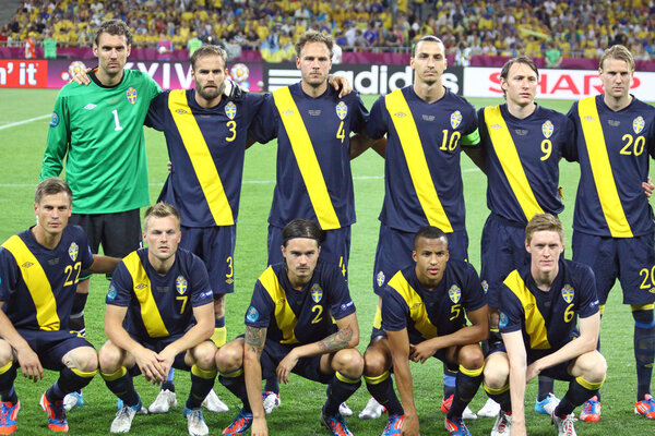 Sweden national football team pose for a group photo