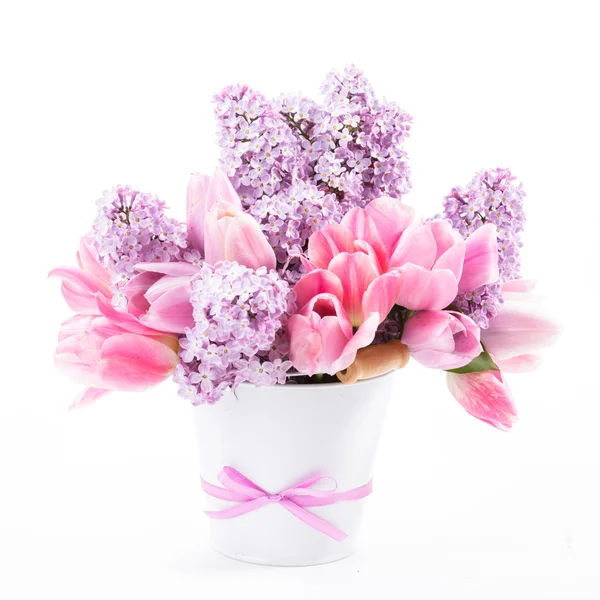 Bouquet da tulipani e lilla — Foto Stock