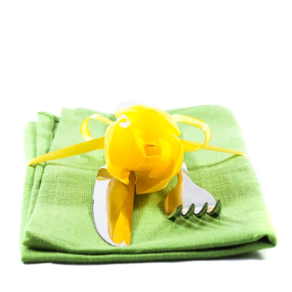 Servering i gult och grönt — Stockfoto