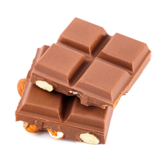 Milk chocolate with almonds — Stock Photo, Image