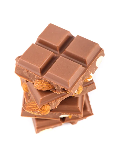 Mléčná čokoláda s mandlemi — Stock fotografie