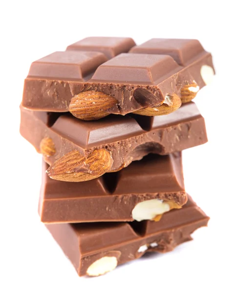 Mléčná čokoláda s mandlemi — Stock fotografie