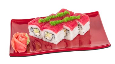 Maki sushi - rulo Yengeç, avokado, salatalık içinde yaptı. taze