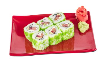 tobiko baharatlı maki sushi - sıcak rulo tobiko çeşitli tip (