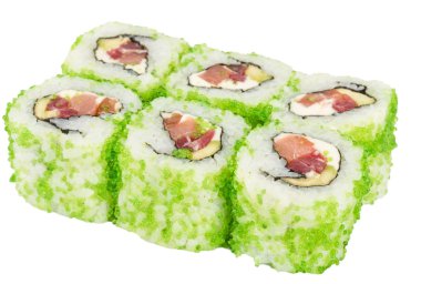 tobiko baharatlı maki sushi - sıcak rulo tobiko çeşitli tip (