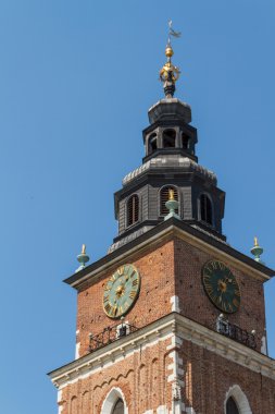 Town hall tower on main square of Krakow clipart