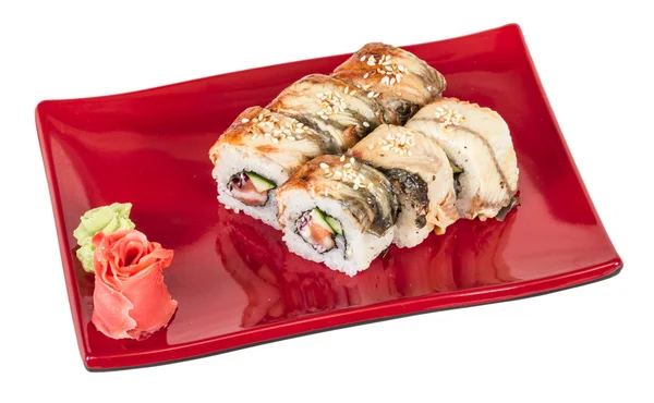 Cocina tradicional japonesa - Maki Roll con pepino, Crema C —  Fotos de Stock