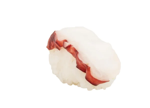 Sushi japonês com polvo de carne em um fundo branco — Fotografia de Stock