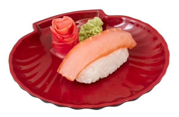 Lazac sushi-val fehér háttér — Stock Fotó