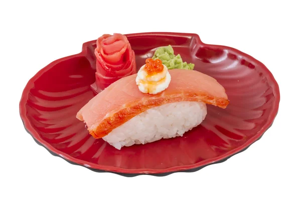 Sushi de saumon avec fond blanc — Photo