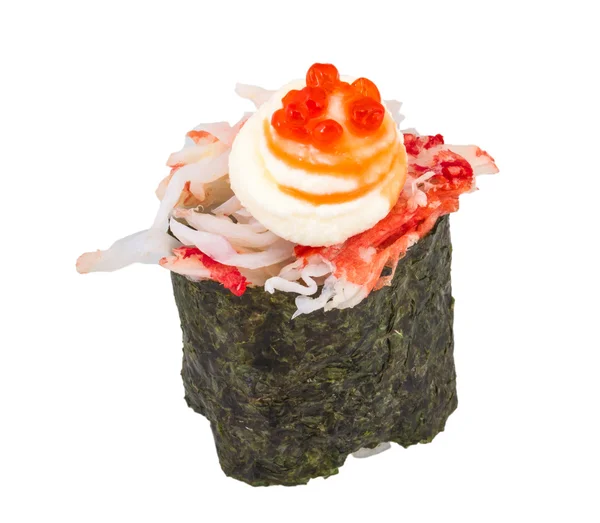 Sushi kani sauced szelet rák rák elszigetelt fehér b — Stock Fotó