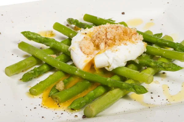 stock image Fresh salad with asparagus,eggs and croutons