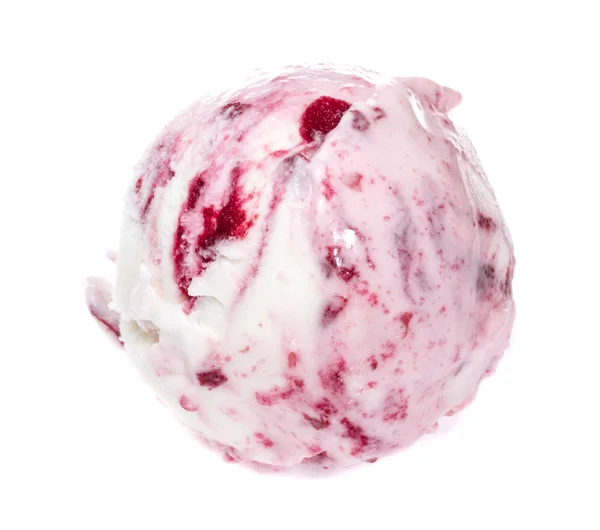 stock image Scoop of strawberry ice cream from top on white background