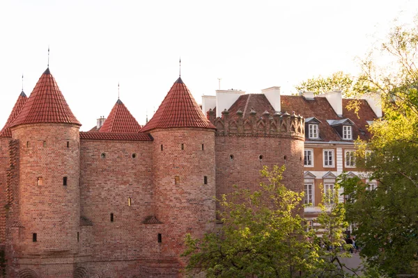 stock image Sights of Poland. Warsaw Old Town with Renaissance Barbican