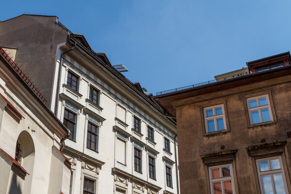Beautiful facade of old town house in Krakow, Poland