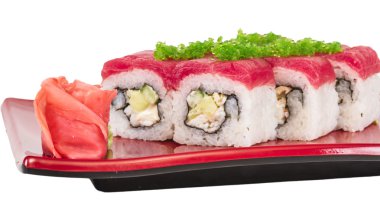 Maki sushi - rulo Yengeç, avokado, salatalık içinde yaptı. taze