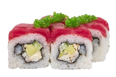 Maki Sushi - Roll made of Crab, avocado, cucumber inside. Fresh clipart