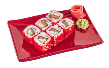 tobiko baharatlı maki sushi - sıcak rulo tobiko çeşitli tip (