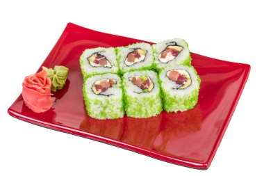 tobiko baharatlı maki sushi - sıcak rulo tobiko çeşitli tip (