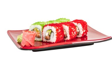 tobiko baharatlı maki sushi - sıcak rulo tobiko çeşitli tip (