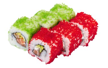 tobiko baharatlı maki sushi - sıcak rulo tobiko çeşitli tip (