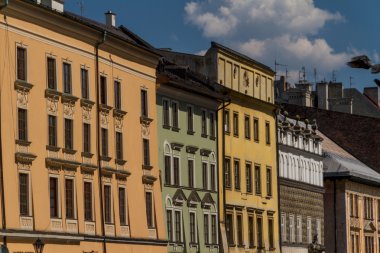 krakow, Polonya eski kasaba evi güzel cephe